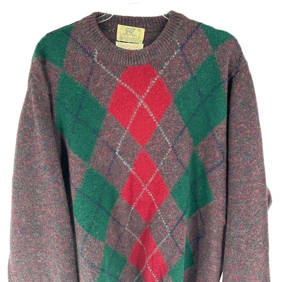 Vintage Lord Jeff Sweater Mens XL Plaid Shetland Wool Made in Ireland Tallfellow - Picture 4 of 13